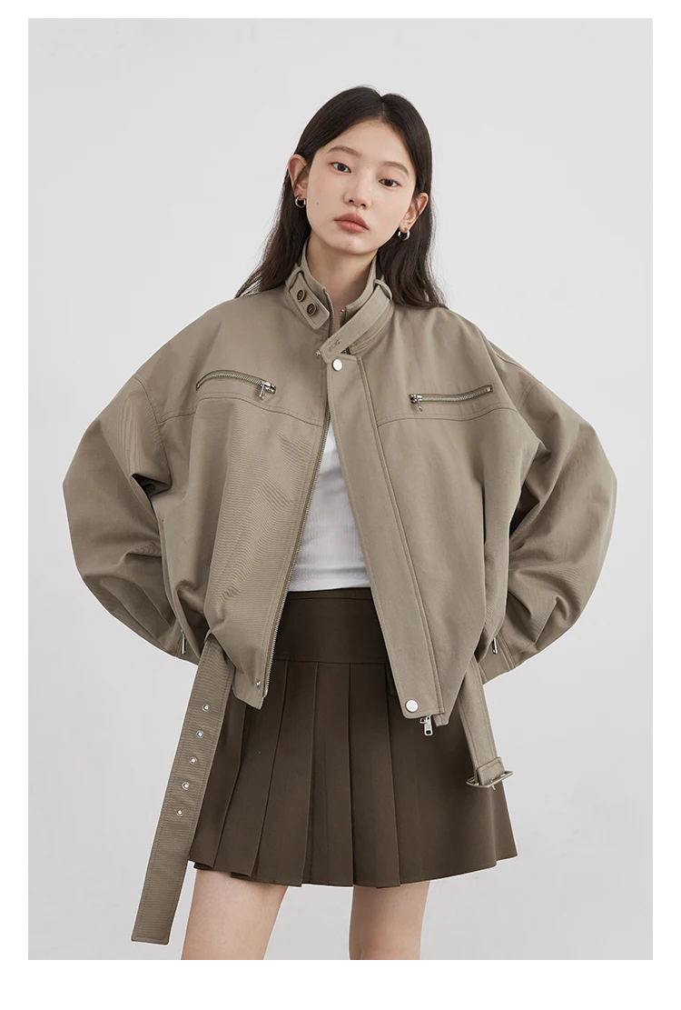 CHIC VEN Fashion Women Jackets Streetwear Casual Solid Retro Stand Up Collar Short Coat Girl Top Autumn Winter 2025