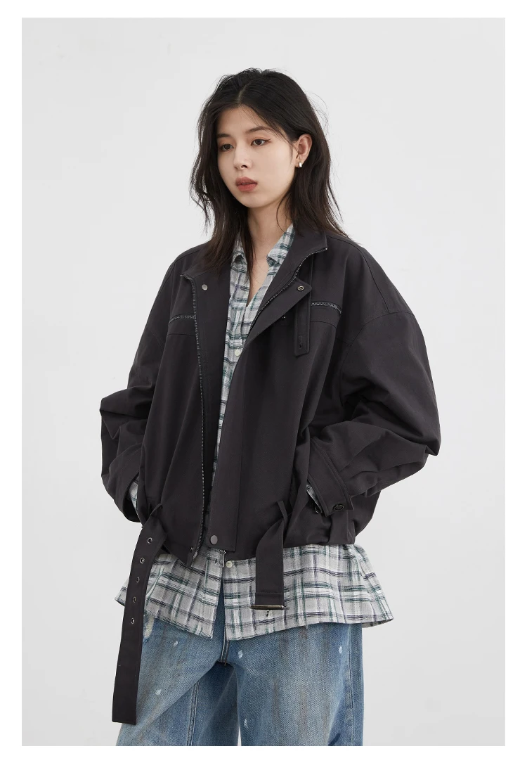 CHIC VEN Fashion Women Jackets Streetwear Casual Solid Retro Stand Up Collar Short Coat Girl Top Autumn Winter 2025