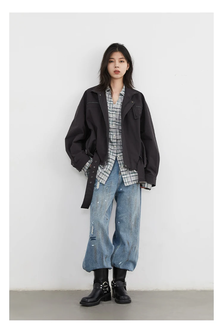 CHIC VEN Fashion Women Jackets Streetwear Casual Solid Retro Stand Up Collar Short Coat Girl Top Autumn Winter 2025
