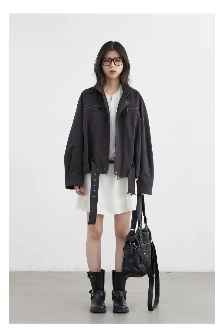CHIC VEN Fashion Women Jackets Streetwear Casual Solid Retro Stand Up Collar Short Coat Girl Top Autumn Winter 2025