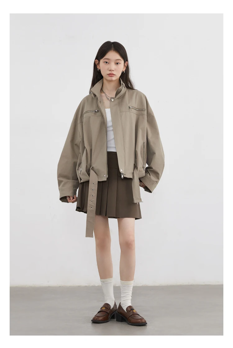 CHIC VEN Fashion Women Jackets Streetwear Casual Solid Retro Stand Up Collar Short Coat Girl Top Autumn Winter 2025