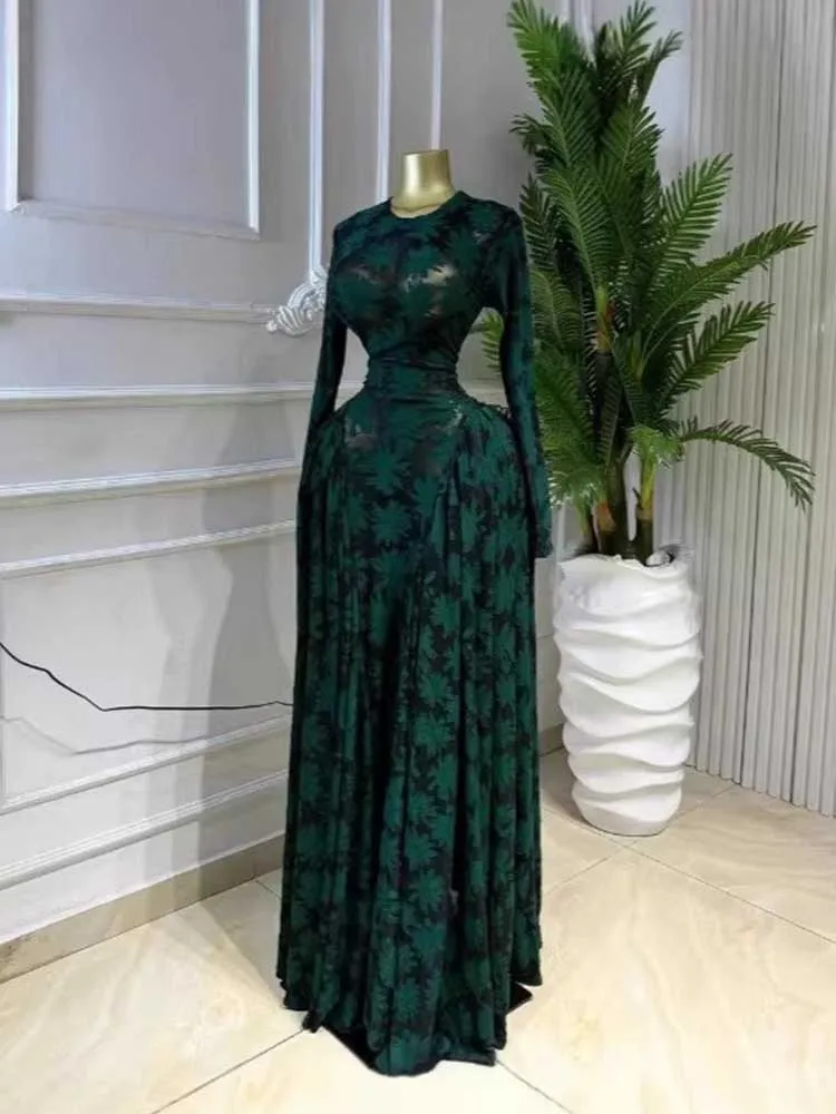 Maxi Dress Woman Long Sleeve Spring High Waist Slimming Dress with Lingerie Thin Strap Dress Sexy Evening Dresses Woman Elegant