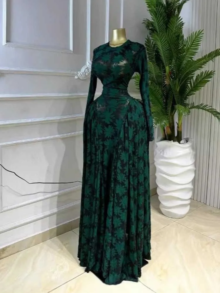 Maxi Dress Woman Long Sleeve Spring High Waist Slimming Dress with Lingerie Thin Strap Dress Sexy Evening Dresses Woman Elegant