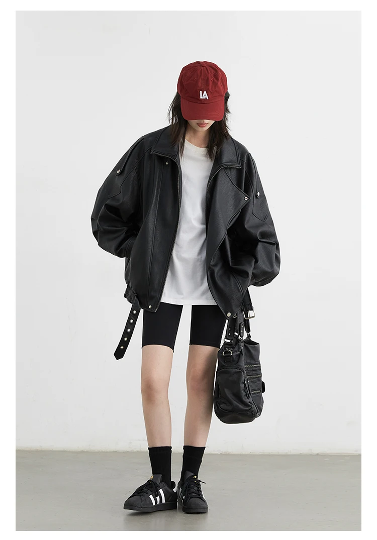 CHIC VEN Woman PU Jacket Solid Loose New Retro Standing Collar Motorcycle Faux Leather Coat Female Top Spring Autumn 2026