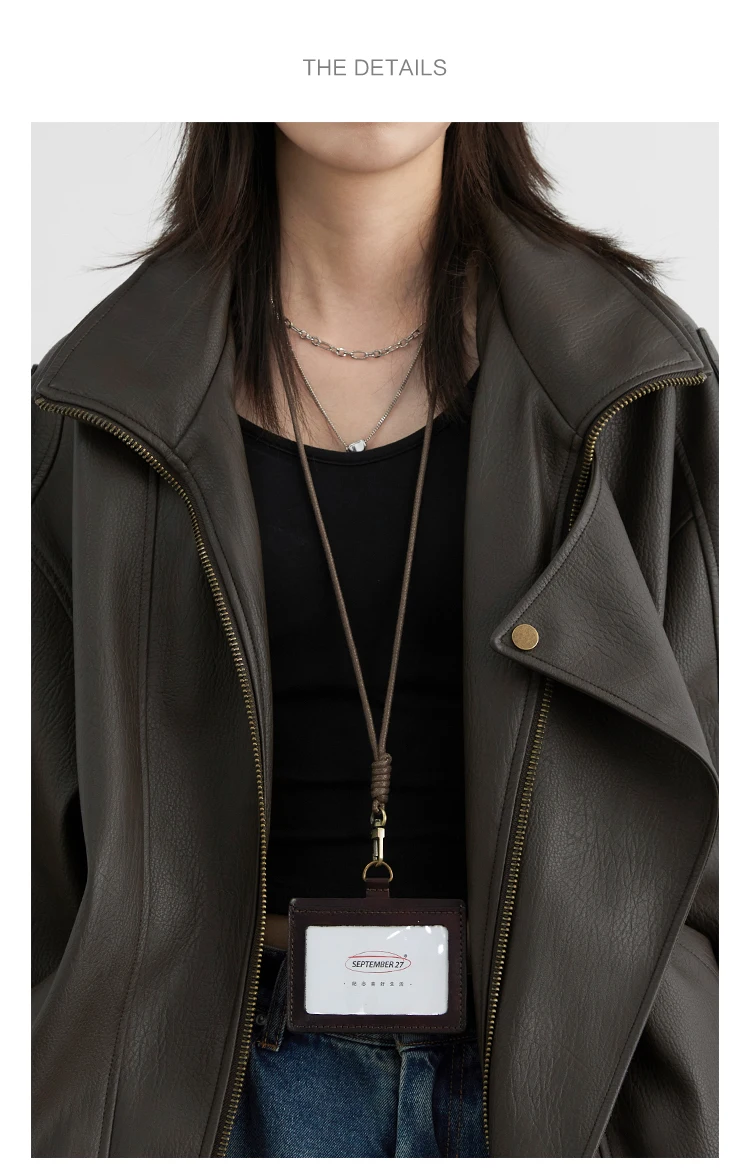 CHIC VEN Woman PU Jacket Solid Loose New Retro Standing Collar Motorcycle Faux Leather Coat Female Top Spring Autumn 2026