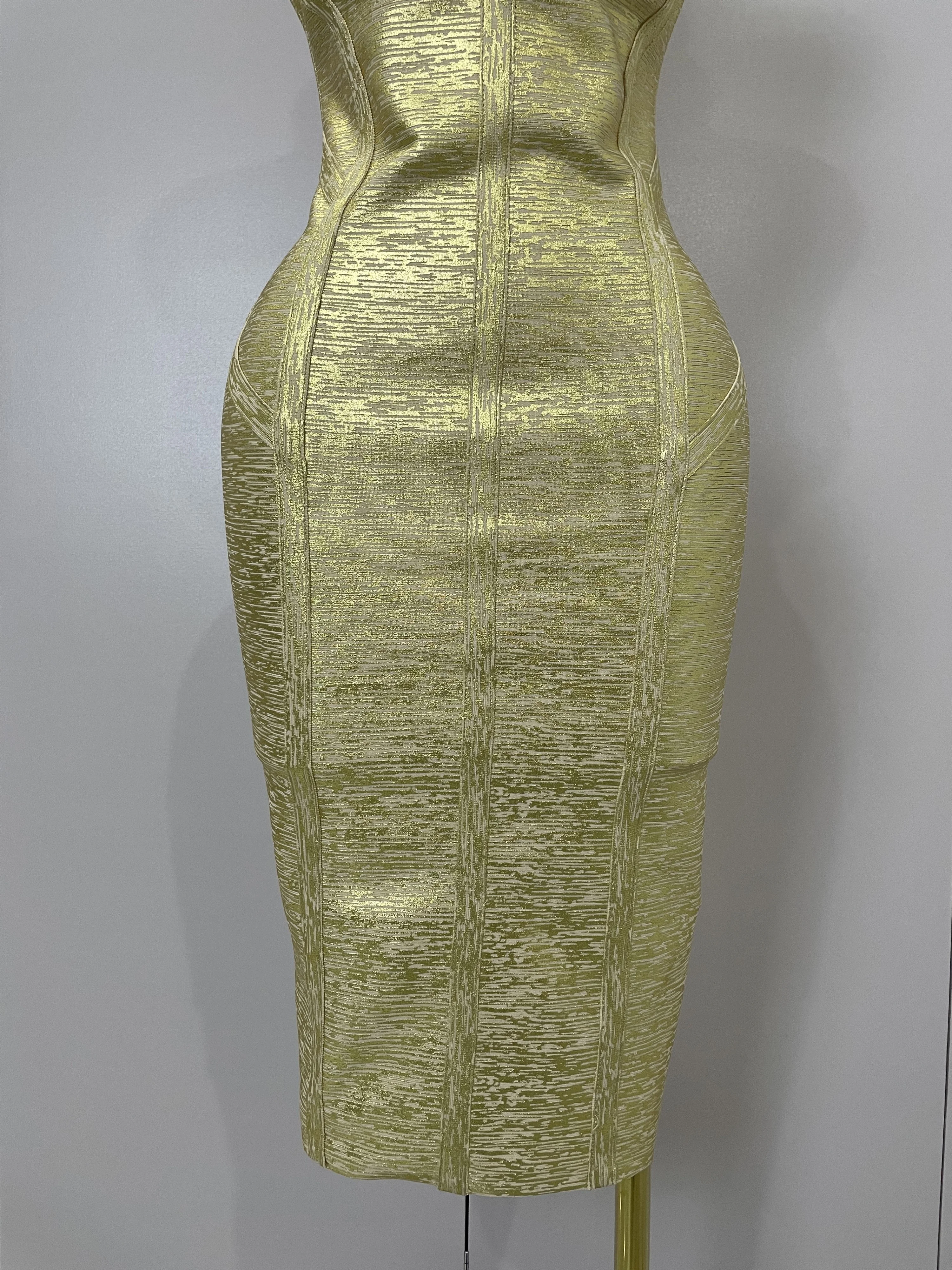 Sexy Strapless Gold Black Foil Color Bodycon Bandage Dress 2025New Women Fashion Celebrate Evening Party Luxury Birthday Dresses