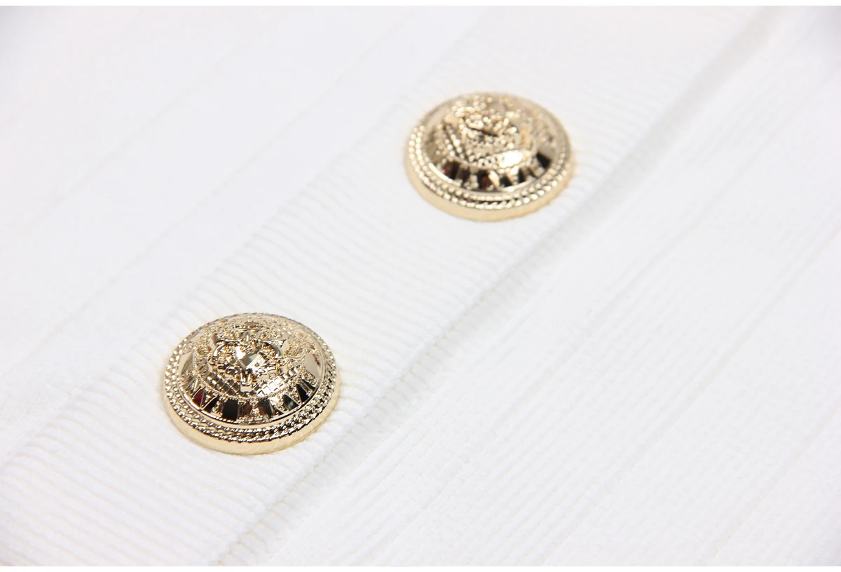 SML Black And White High-quality Fashionable Elastic Knitted Fabric Button Decoration Short Sleeved Slim Fitting Women's T-shirt