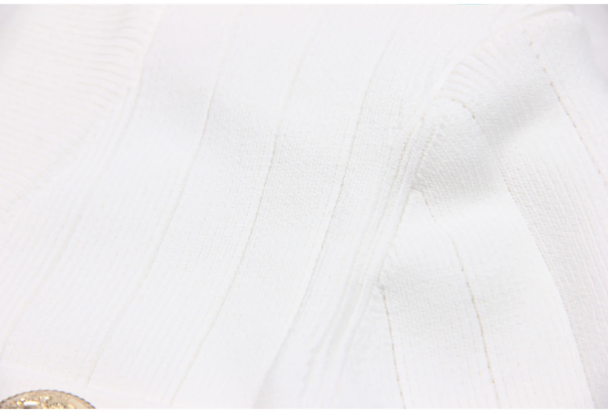 SML Black And White High-quality Fashionable Elastic Knitted Fabric Button Decoration Short Sleeved Slim Fitting Women's T-shirt