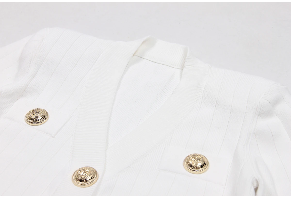 SML Black And White High-quality Fashionable Elastic Knitted Fabric Button Decoration Short Sleeved Slim Fitting Women's T-shirt
