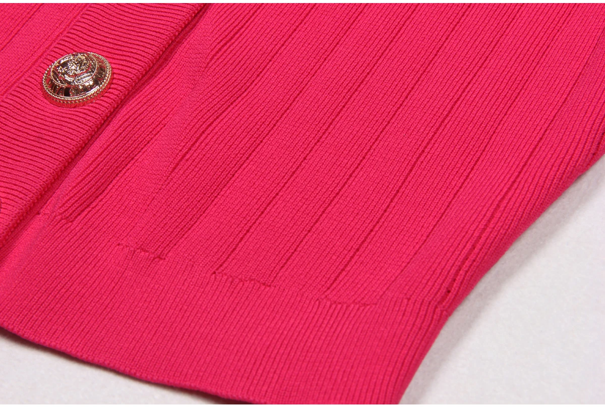 SML Black And White High-quality Fashionable Elastic Knitted Fabric Button Decoration Short Sleeved Slim Fitting Women's T-shirt