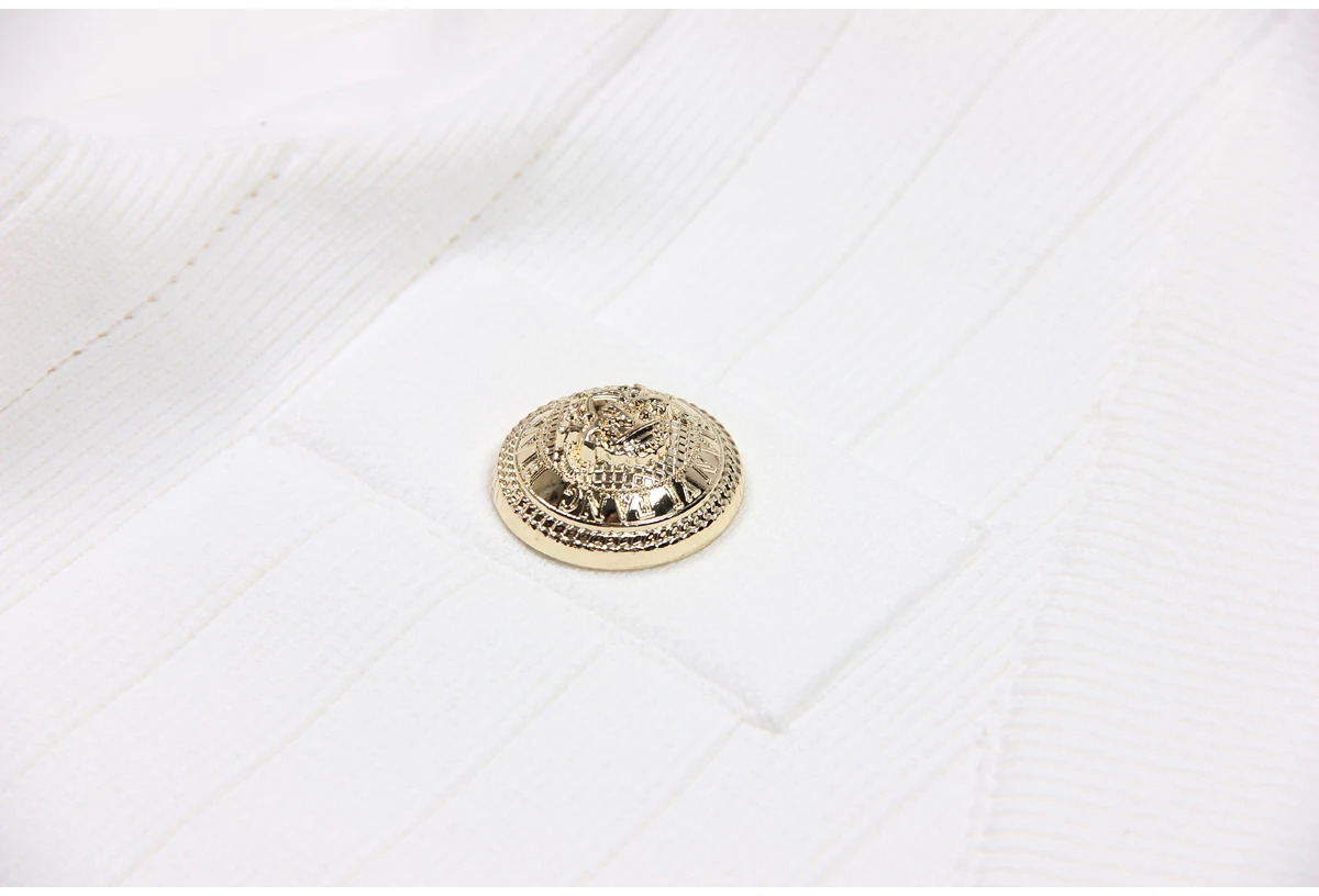 SML Black And White High-quality Fashionable Elastic Knitted Fabric Button Decoration Short Sleeved Slim Fitting Women's T-shirt