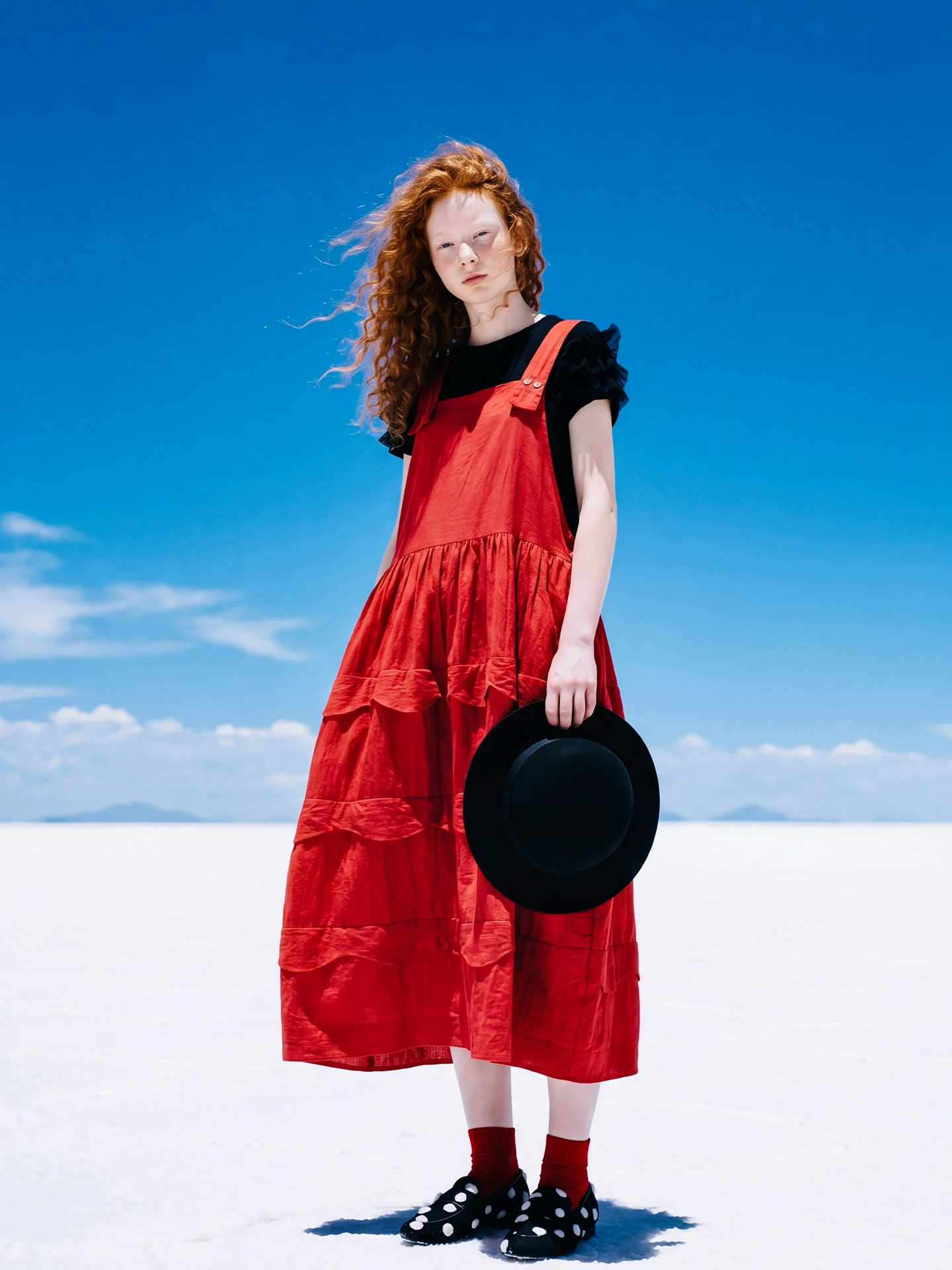 Vest casual dress for women imakokoni original summer artistic loose and versatile wave edge texture A-line skirt 265548