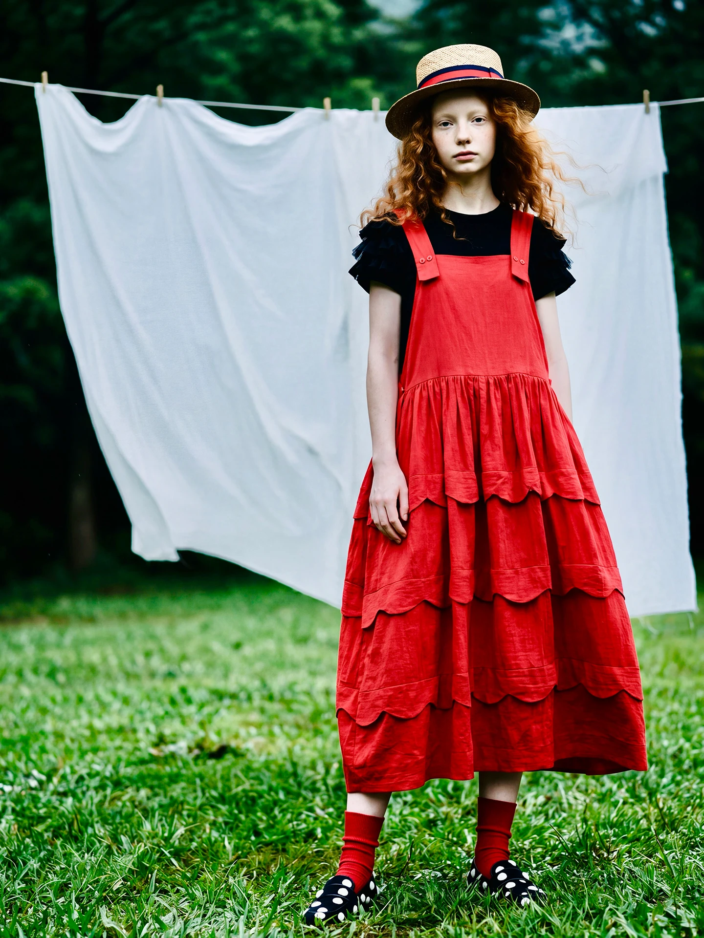 Vest casual dress for women imakokoni original summer artistic loose and versatile wave edge texture A-line skirt 265548
