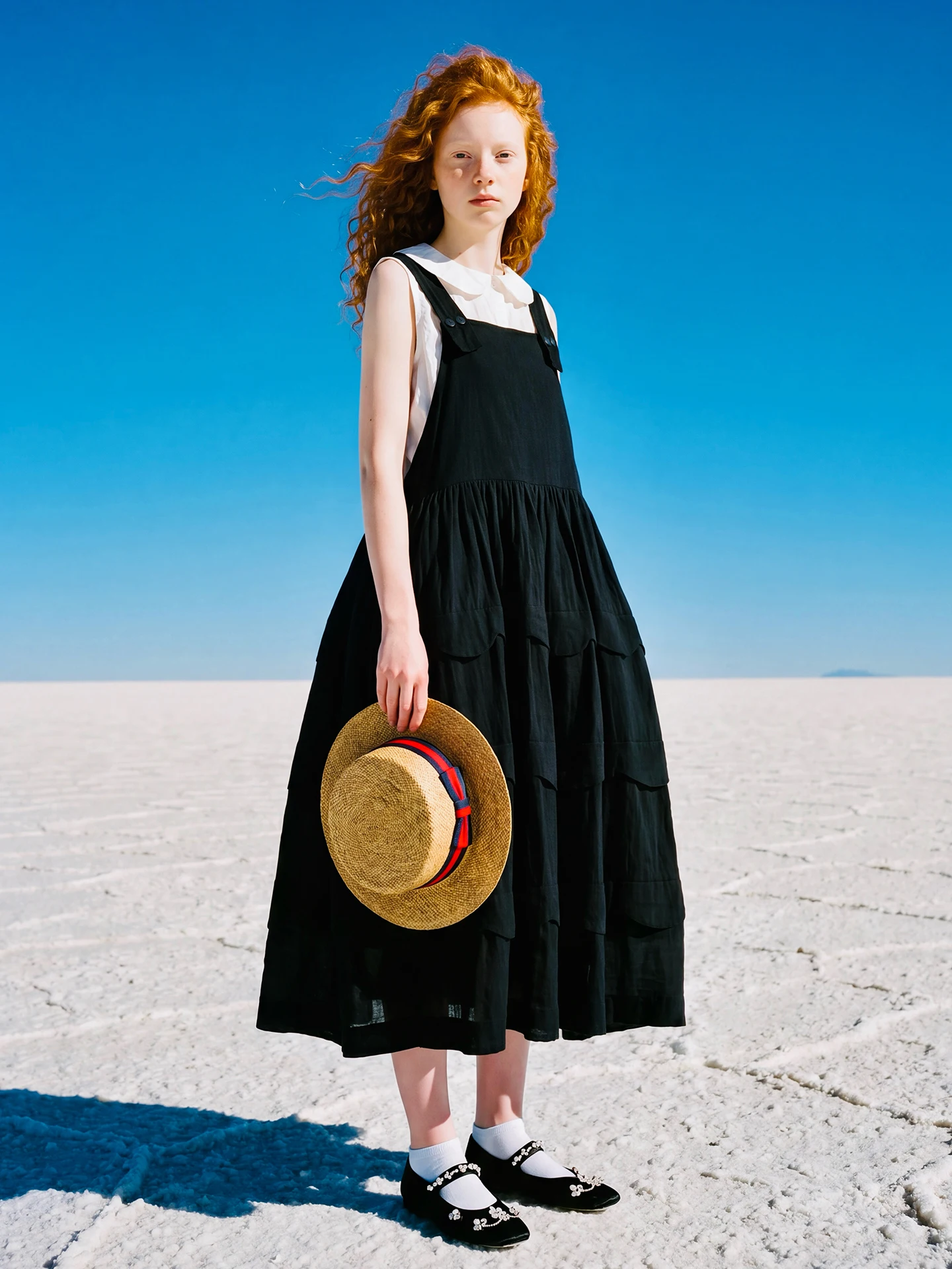Vest casual dress for women imakokoni original summer artistic loose and versatile wave edge texture A-line skirt 265548