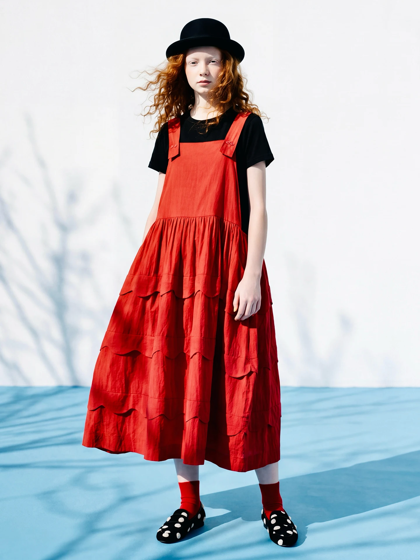Vest casual dress for women imakokoni original summer artistic loose and versatile wave edge texture A-line skirt 265548