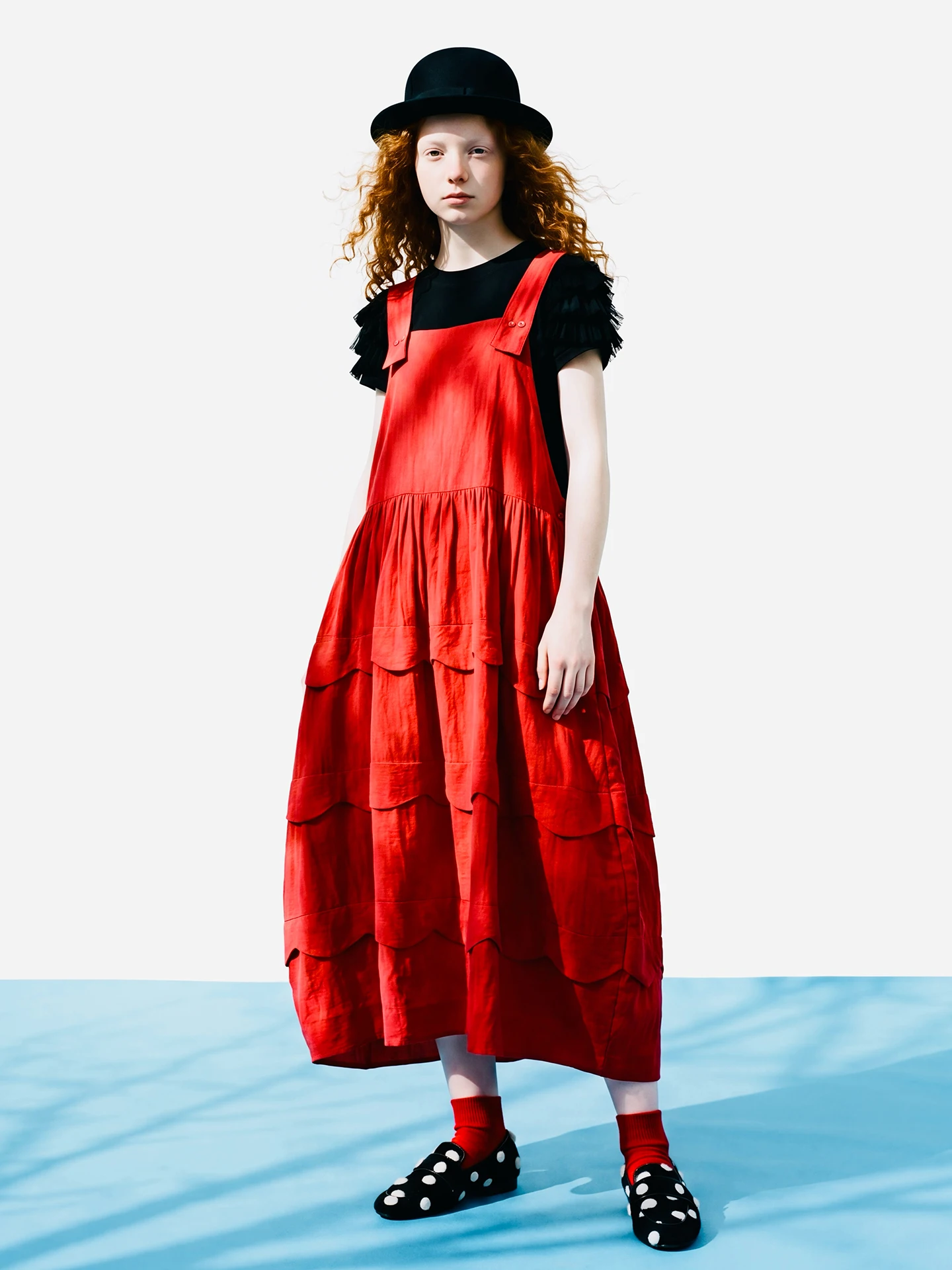 Vest casual dress for women imakokoni original summer artistic loose and versatile wave edge texture A-line skirt 265548