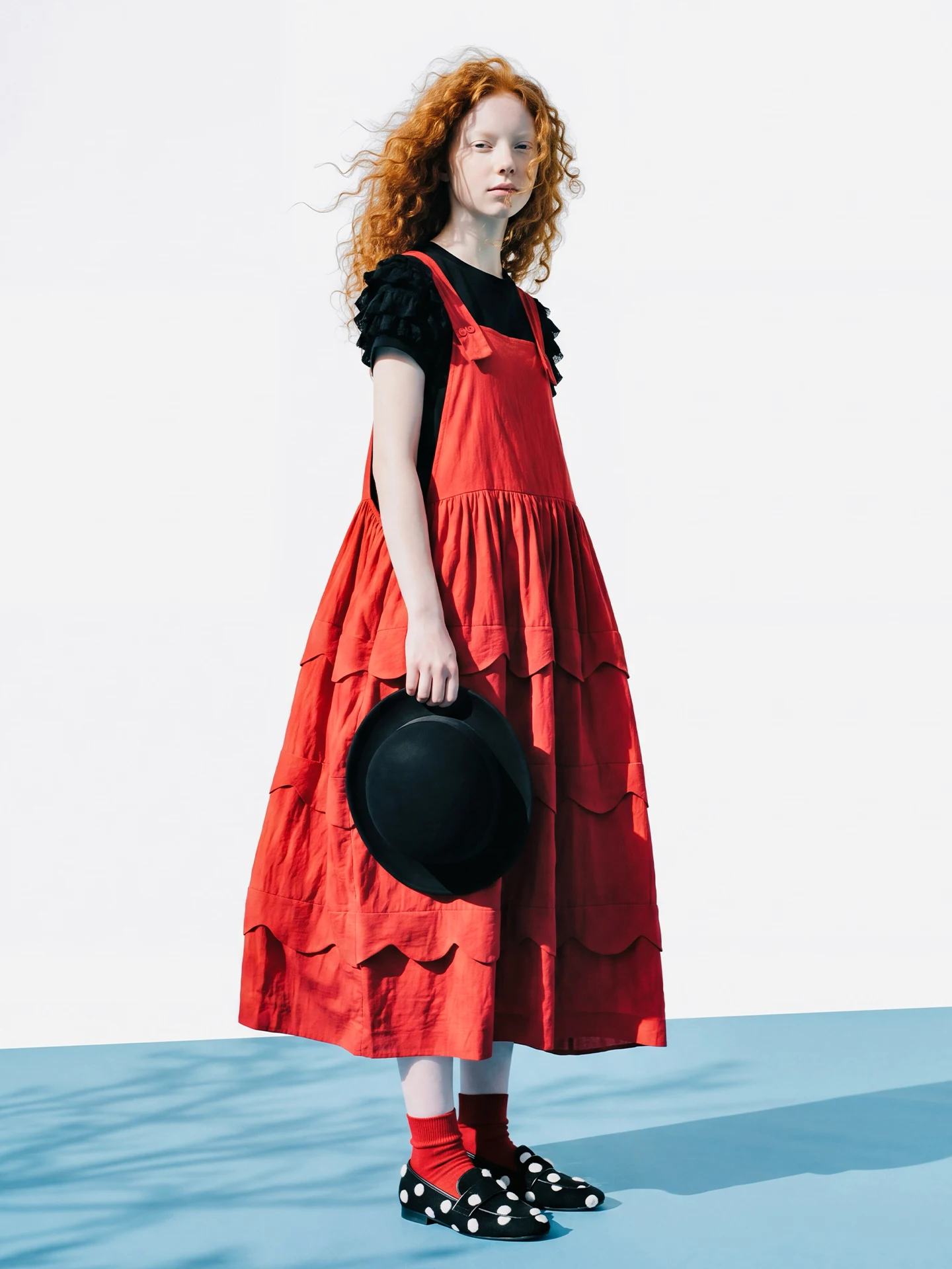 Vest casual dress for women imakokoni original summer artistic loose and versatile wave edge texture A-line skirt 265548