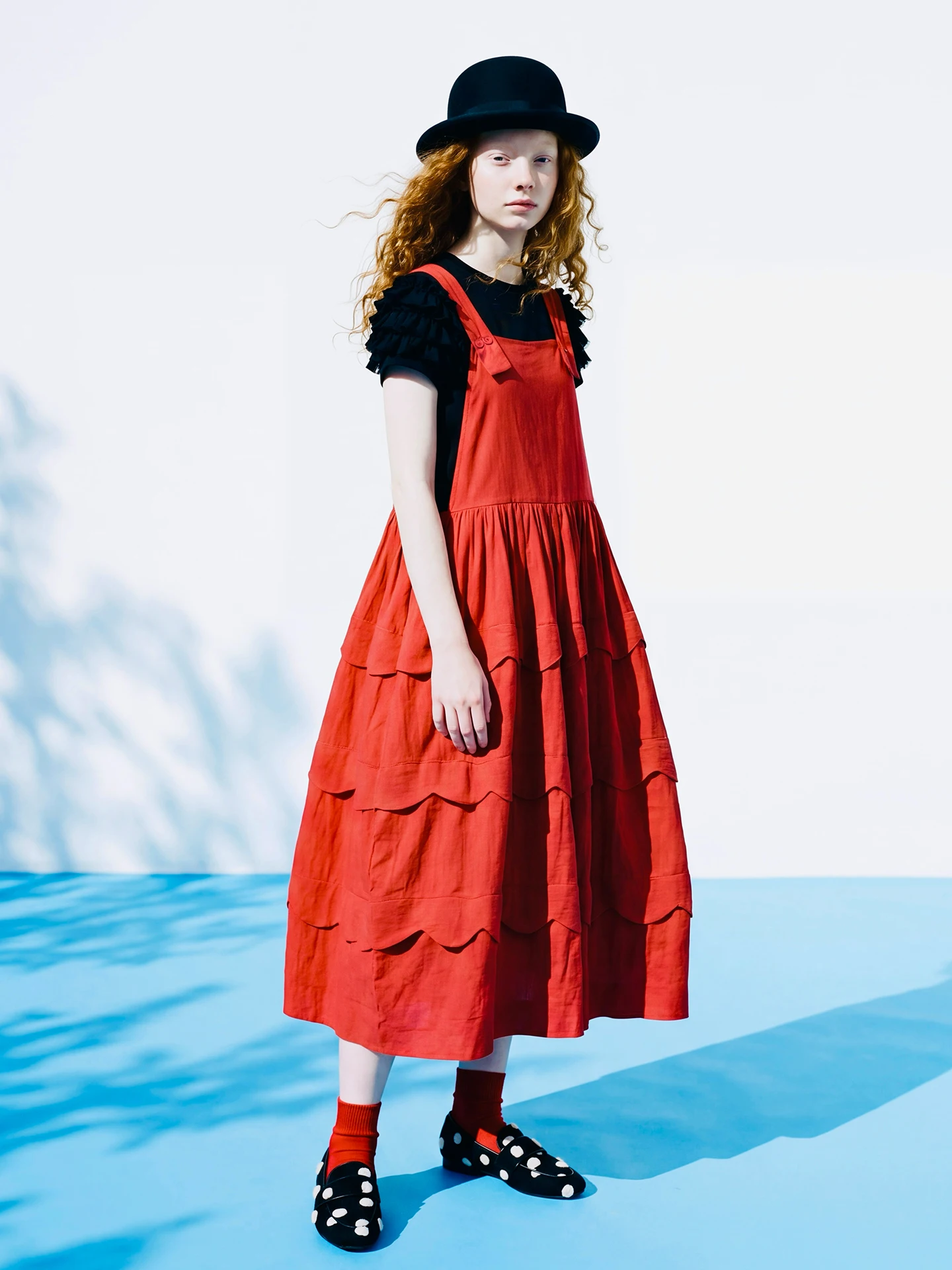 Vest casual dress for women imakokoni original summer artistic loose and versatile wave edge texture A-line skirt 265548
