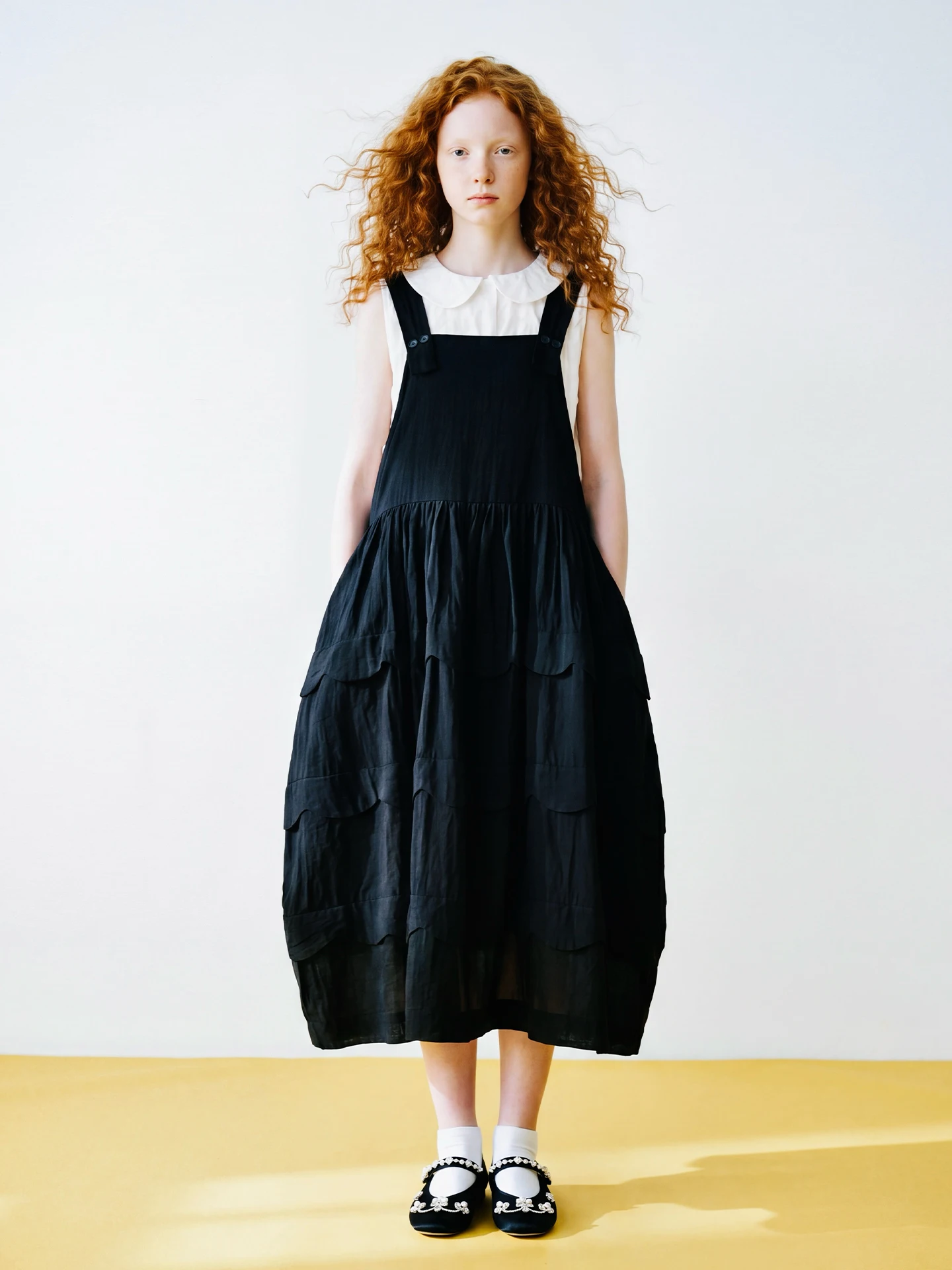Vest casual dress for women imakokoni original summer artistic loose and versatile wave edge texture A-line skirt 265548