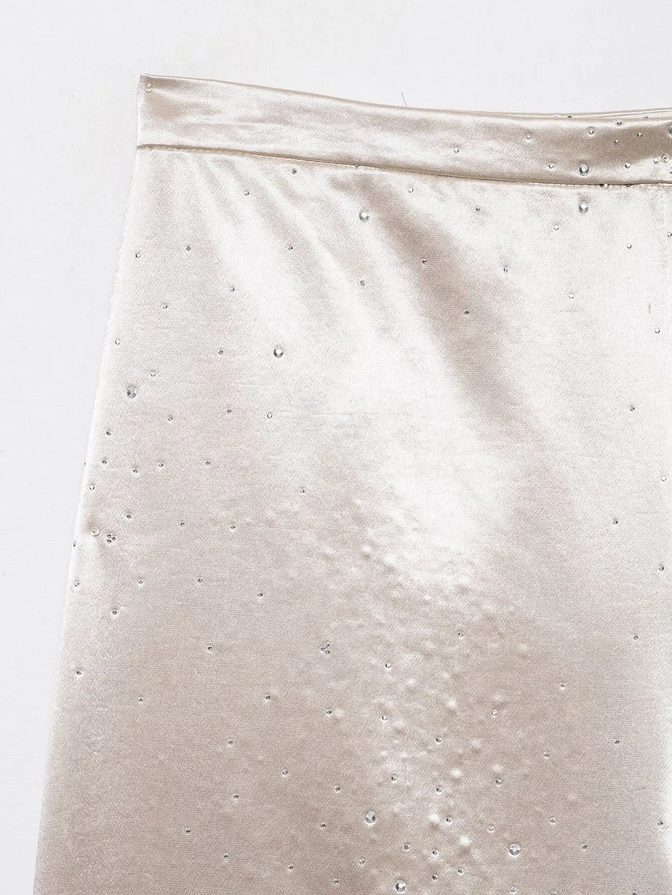 TFMLN Fashion Pant Suit for Women Summer Rhinestone Embellished High-end Sleeveless Top Straight Pants Elegant Shinny 2pcs Set