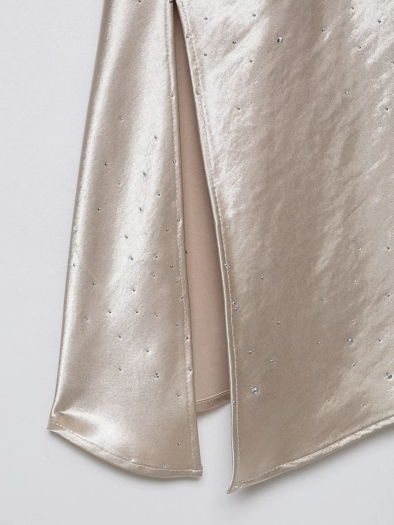 TFMLN Fashion Pant Suit for Women Summer Rhinestone Embellished High-end Sleeveless Top Straight Pants Elegant Shinny 2pcs Set