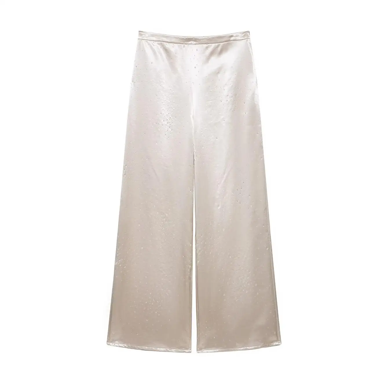TFMLN Fashion Pant Suit for Women Summer Rhinestone Embellished High-end Sleeveless Top Straight Pants Elegant Shinny 2pcs Set