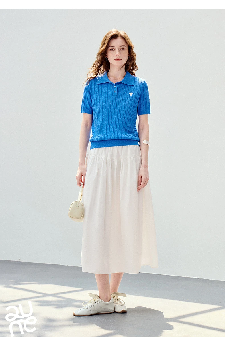 TOYOUTH Women Knit Top Summer 2026 Tianshuang Linen High Intelligence Retro Cable Knit Temperament Short Sleeve Elegant Style