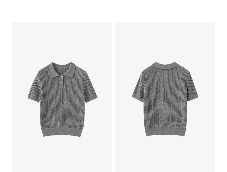 TOYOUTH Women Knit Top Summer 2026 Tianshuang Linen High Intelligence Retro Cable Knit Temperament Short Sleeve Elegant Style