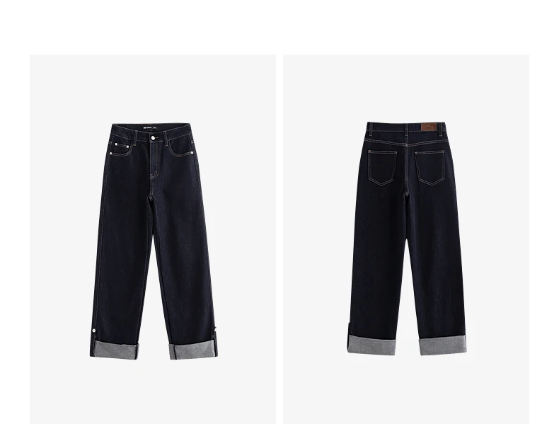 TOYOUTH Women Denim Jeans 2025 Autumn New Lyocell Rolling Up Hem Elastic and Simple Straight Leg Ankle Length Pants