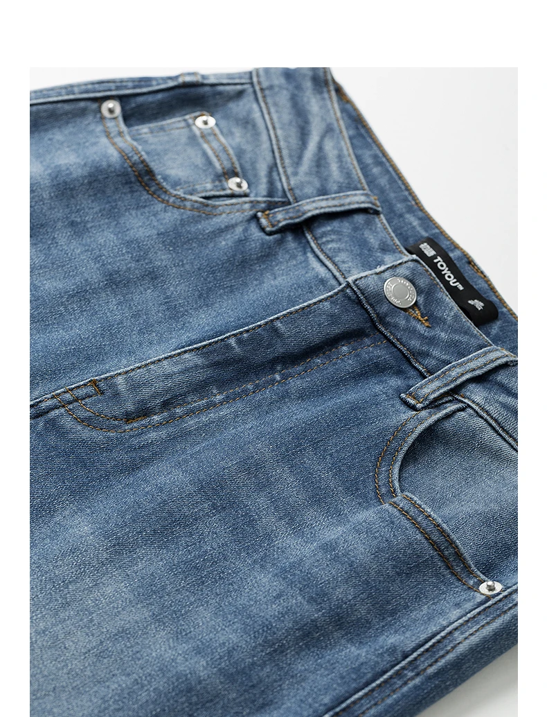 TOYOUTH Women Denim Jeans 2025 Autumn New Lyocell Rolling Up Hem Elastic and Simple Straight Leg Ankle Length Pants