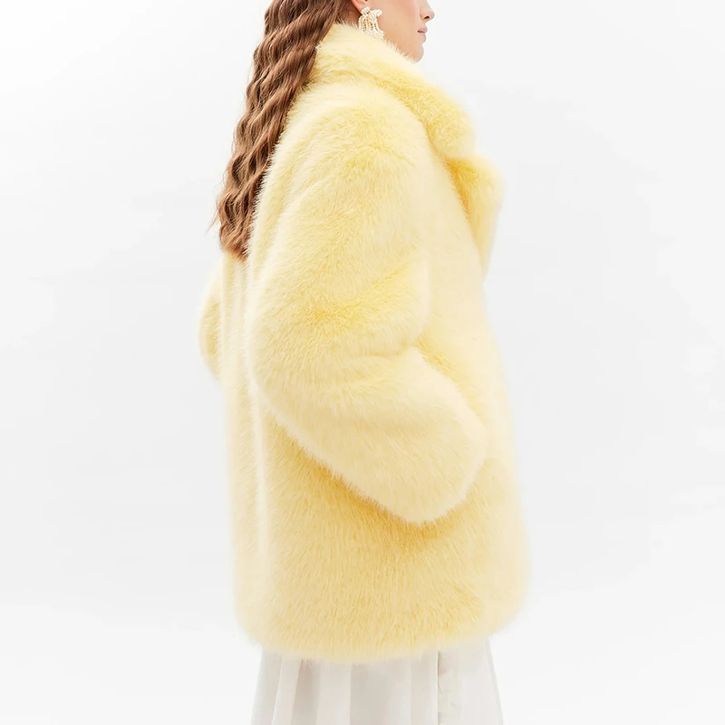 Neo Mint Women Winter 2024 High Quality Luxury Faux Fur Coat Thicken Warm Overcoat Outerwear Hot Girls Solid Long Fox Fur Jacket