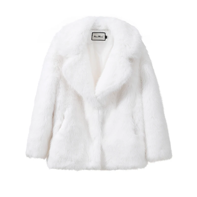 Neo Mint Women Winter 2024 High Quality Luxury Faux Fur Coat Thicken Warm Overcoat Outerwear Hot Girls Solid Long Fox Fur Jacket