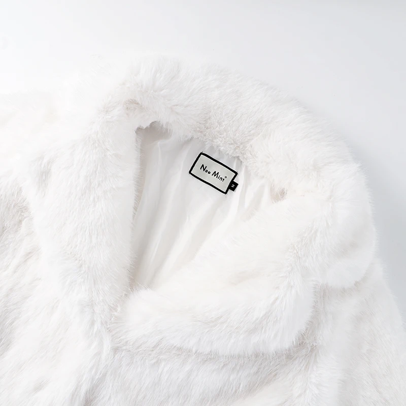 Neo Mint Women Winter 2024 High Quality Luxury Faux Fur Coat Thicken Warm Overcoat Outerwear Hot Girls Solid Long Fox Fur Jacket
