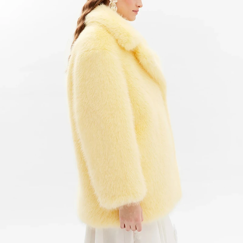 Neo Mint Women Winter 2024 High Quality Luxury Faux Fur Coat Thicken Warm Overcoat Outerwear Hot Girls Solid Long Fox Fur Jacket
