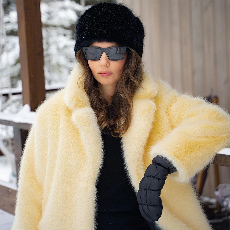 Neo Mint Women Winter 2024 High Quality Luxury Faux Fur Coat Thicken Warm Overcoat Outerwear Hot Girls Solid Long Fox Fur Jacket