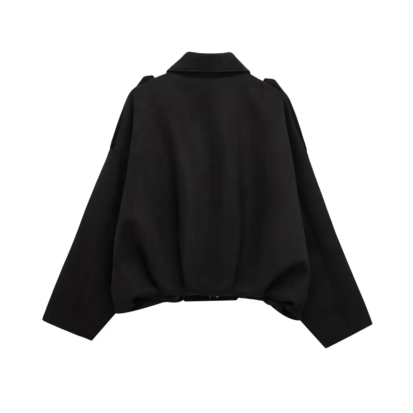 HH Women's Suede Texture Jacket High Street Turn-Down Collar Long Sleeve Elastic Zipper Button Solid Spring Trendy Coat