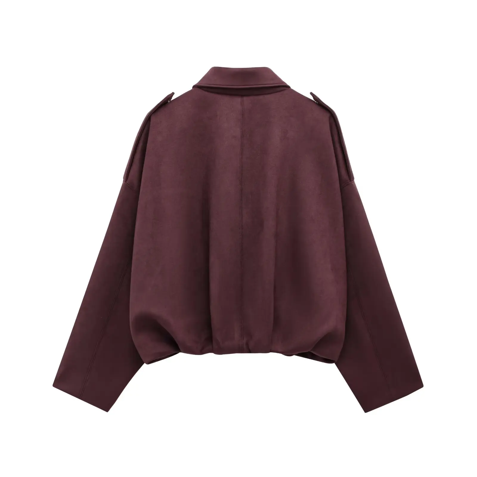 HH Women's Suede Texture Jacket High Street Turn-Down Collar Long Sleeve Elastic Zipper Button Solid Spring Trendy Coat