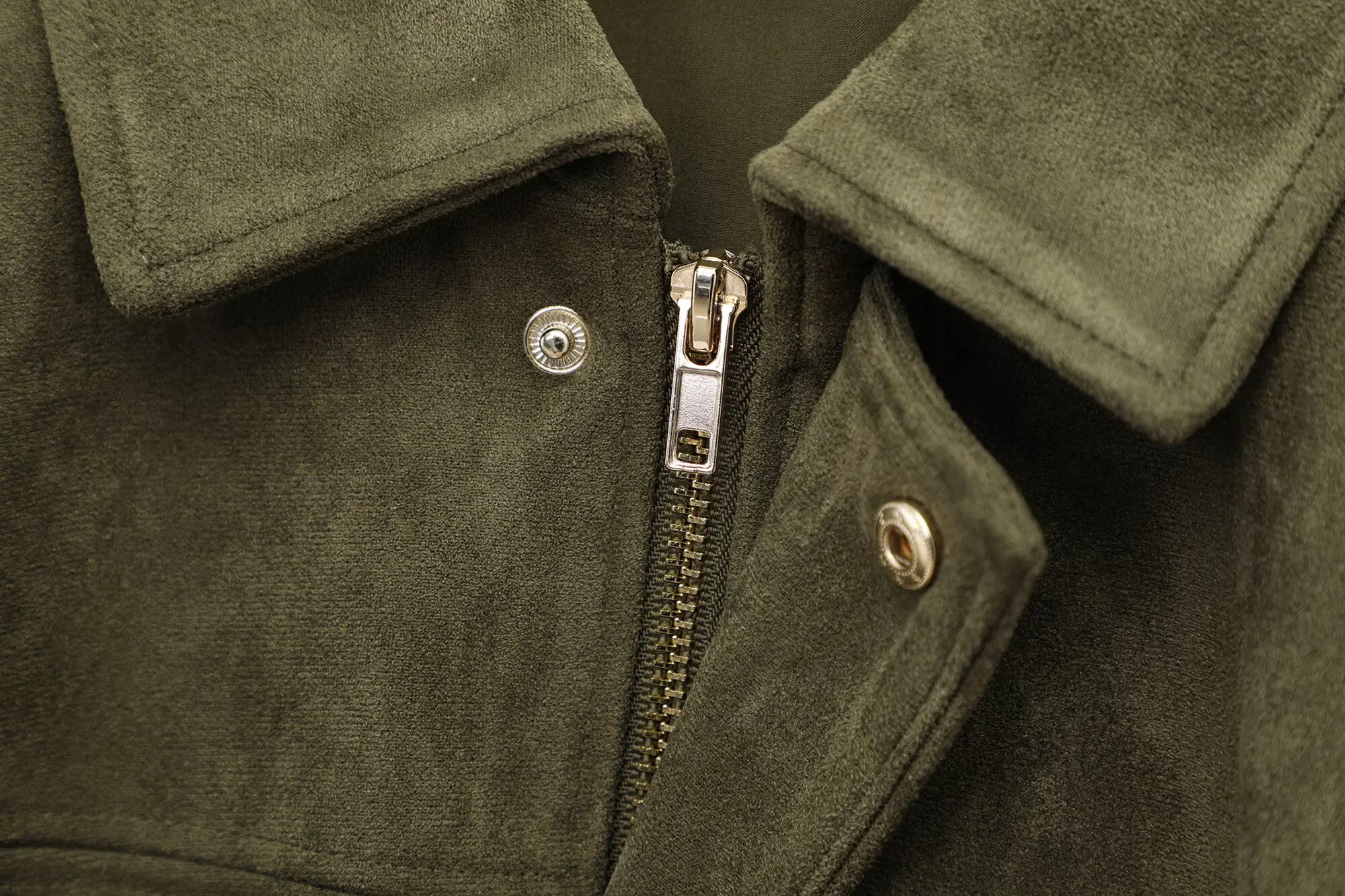 HH Women's Suede Texture Jacket High Street Turn-Down Collar Long Sleeve Elastic Zipper Button Solid Spring Trendy Coat