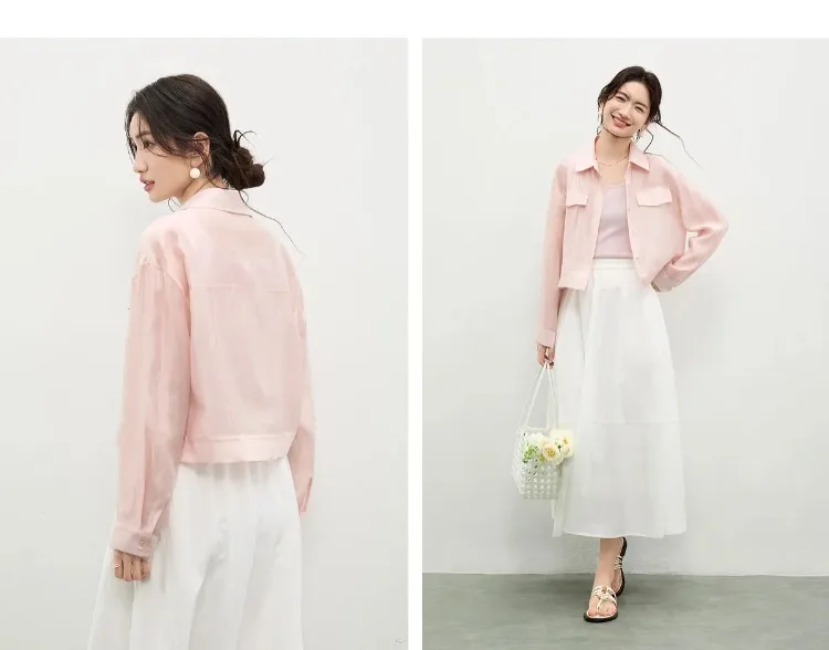 SENTUBILA Lyocell Shirt Women Sun Protection See-Through Tops 2026 Spring Summer Short Shirt Jacket Woman Shackets Q61WF6012