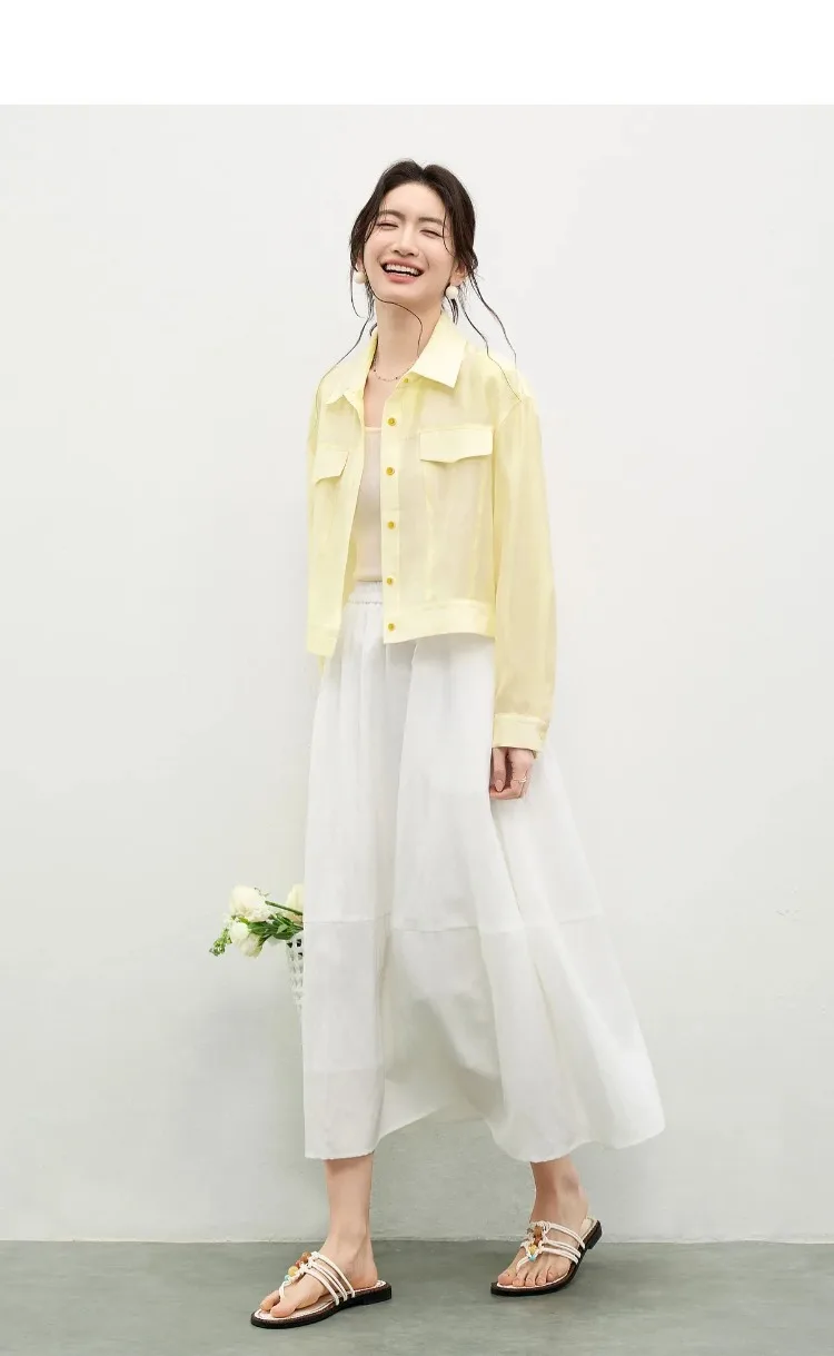 SENTUBILA Lyocell Shirt Women Sun Protection See-Through Tops 2026 Spring Summer Short Shirt Jacket Woman Shackets Q61WF6012