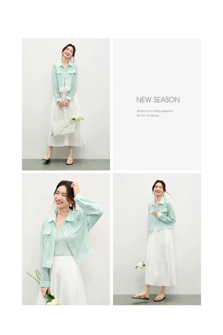 SENTUBILA Lyocell Shirt Women Sun Protection See-Through Tops 2026 Spring Summer Short Shirt Jacket Woman Shackets Q61WF6012