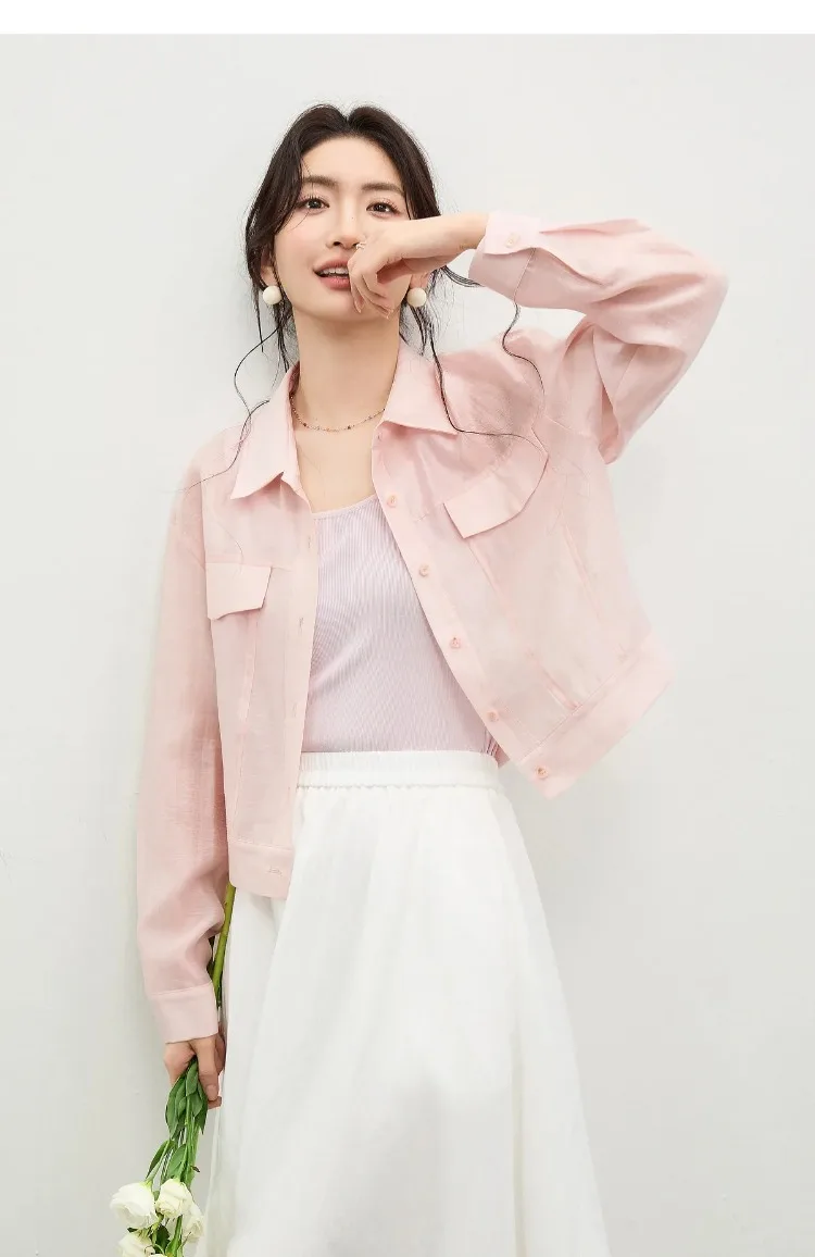 SENTUBILA Lyocell Shirt Women Sun Protection See-Through Tops 2026 Spring Summer Short Shirt Jacket Woman Shackets Q61WF6012