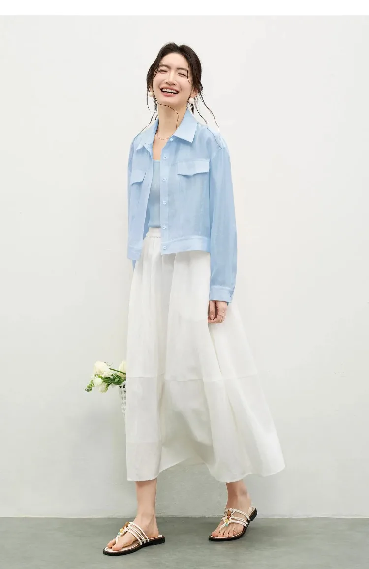 SENTUBILA Lyocell Shirt Women Sun Protection See-Through Tops 2026 Spring Summer Short Shirt Jacket Woman Shackets Q61WF6012
