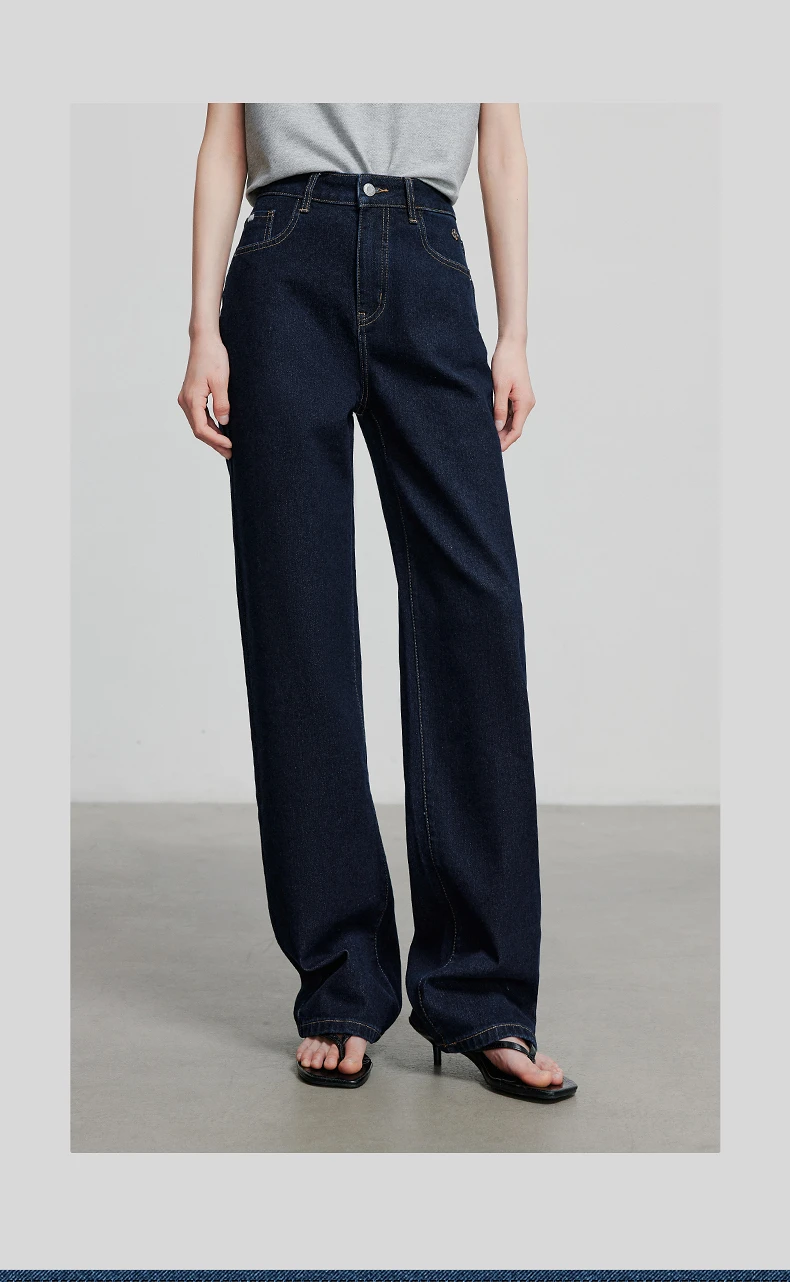 TOYOUTH Women Denim Jeans 2025 Spring New Fashionable Embroidered Mid Wasit Versatile Wide Leg Pants