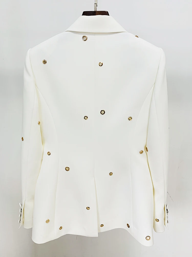 HIGH STREET 2026 FW Designer Fashion Runway Suit Set Ladies Slim Fit Single Button Rivet Gromet Blazer Jacket Pants Suit