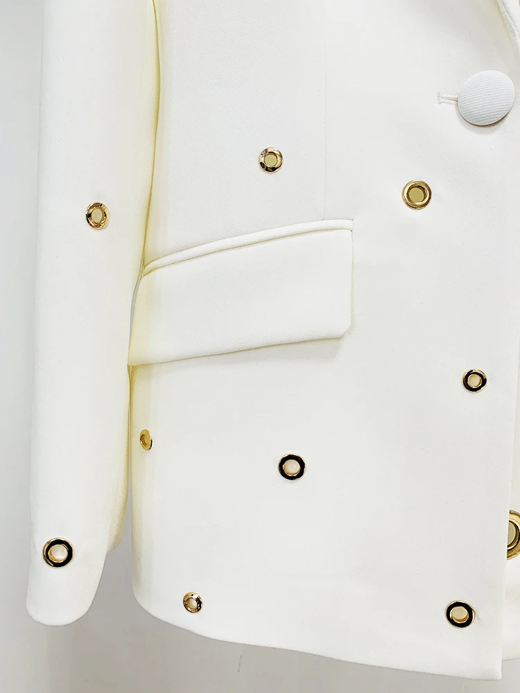 HIGH STREET 2026 FW Designer Fashion Runway Suit Set Ladies Slim Fit Single Button Rivet Gromet Blazer Jacket Pants Suit