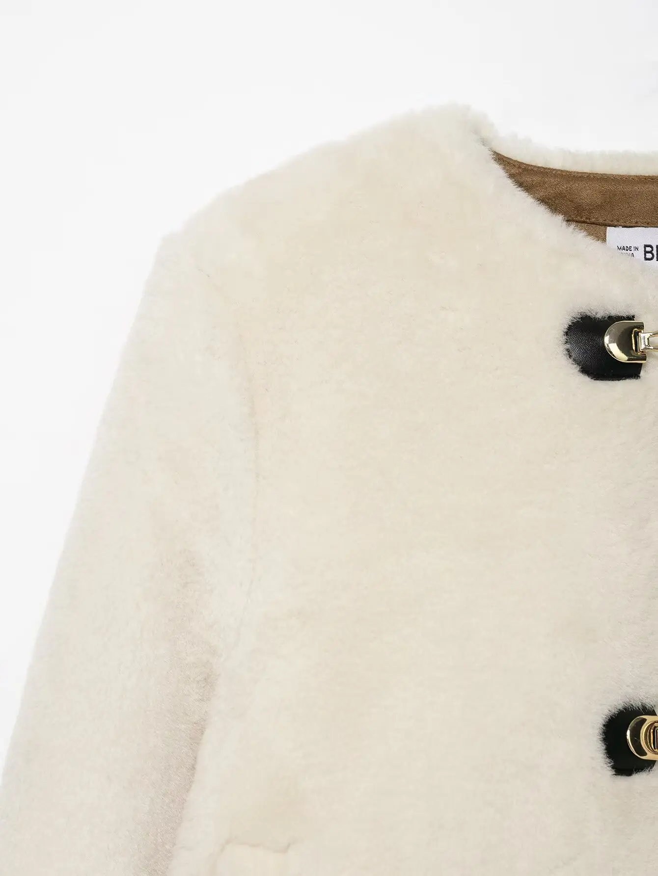HH Women Fashion Long Sleeves Knot Buckle Pocket Decoration O-Neck Reversible Jacket Woman Winter Casual Loose Street Short Coat