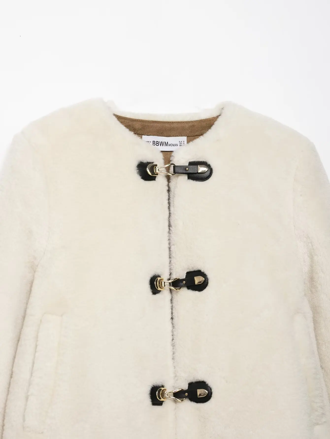 HH Women Fashion Long Sleeves Knot Buckle Pocket Decoration O-Neck Reversible Jacket Woman Winter Casual Loose Street Short Coat
