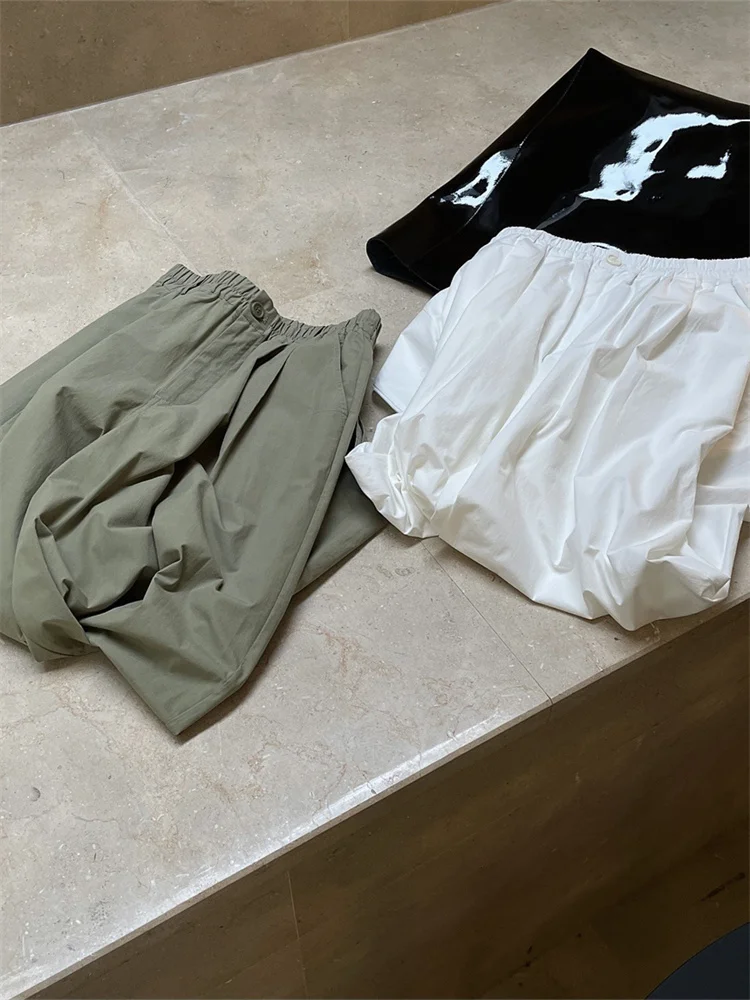 HanOrange 2026 Summer Fashion Simple High Waist Wide Leg Pants Women Loose Thin Casual Silhouette Trousers Female Vintage