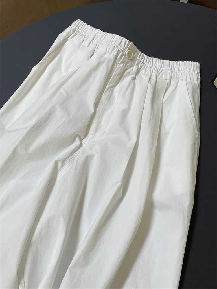 HanOrange 2026 Summer Fashion Simple High Waist Wide Leg Pants Women Loose Thin Casual Silhouette Trousers Female Vintage